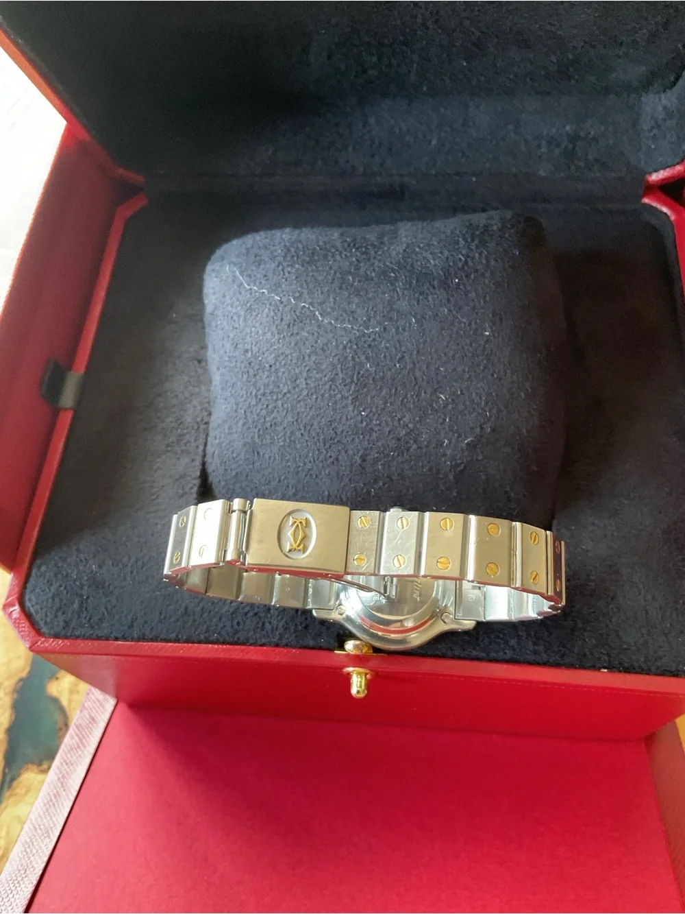 Cartier Two-Tone Silver and 18k Gold Santos Women's Watch - Picture 6 of 11